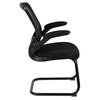 Kale Black Mesh Sled Base Side Reception Chair with Flip-Up Arms