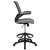 Kale Mid-Back Dark Gray Mesh Ergonomic Drafting Chair with Adjustable Foot Ring and Flip-Up Arms