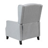 Prescott Traditional Style Slim Push Back Recliner Chair-Wingback Recliner with Gray Polyester Fabric Upholstery-Accent Nail Trim