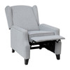 Prescott Traditional Style Slim Push Back Recliner Chair-Wingback Recliner with Gray Polyester Fabric Upholstery-Accent Nail Trim