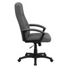 Rochelle High Back Gray Fabric Executive Swivel Office Chair with Two Line Horizontal Stitch Back and Arms