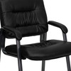 Haeger Black LeatherSoft Executive Side Reception Chair with Titanium Gray Powder Coated Frame