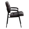 Haeger Brown LeatherSoft Executive Side Reception Chair with Black Metal Frame