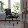 Haeger Black LeatherSoft Executive Side Reception Chair with Black Metal Frame