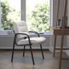 Haeger White LeatherSoft Executive Side Reception Chair with Black Metal Frame