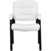 Haeger White LeatherSoft Executive Side Reception Chair with Black Metal Frame