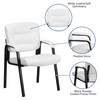 Haeger White LeatherSoft Executive Side Reception Chair with Black Metal Frame