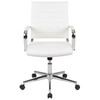 Hansel Mid-Back White LeatherSoft Contemporary Ribbed Executive Swivel Office Chair