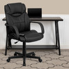 Laverne Mid-Back Ergonomic Massaging Black LeatherSoft Executive Swivel Office Chair with Arms