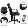 Laverne Mid-Back Ergonomic Massaging Black LeatherSoft Executive Swivel Office Chair with Arms