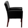 Taylor Black LeatherSoft Executive Side Reception Chair with Mahogany Legs