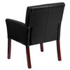 Taylor Black LeatherSoft Executive Side Reception Chair with Mahogany Legs