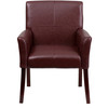 Taylor Burgundy LeatherSoft Executive Side Reception Chair with Mahogany Legs