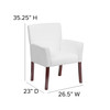 Taylor White LeatherSoft Executive Side Reception Chair with Mahogany Legs