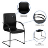 Valrico Black Vinyl Side Reception Chair with Chrome Sled Base