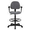 Bruce Gray Fabric Drafting Chair with Adjustable Arms (Cylinders: 22.5''-27''H or 26''-30.5''H)