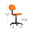 Harry Low Back Light Orange Adjustable Student Swivel Task Office Chair with Padded Mesh Seat and Back - Homeschool Study Chair