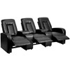 Eclipse Series 3-Seat Reclining Black LeatherSoft Theater Seating Unit with Cup Holders