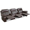 Reel Comfort Series 3-Seat Reclining Brown LeatherSoft Theater Seating Unit with Straight Cup Holders