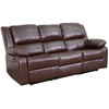 Harmony Series Brown LeatherSoft Sofa with Two Built-In Recliners