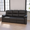 Harmony Series Black LeatherSoft Sofa with Two Built-In Recliners