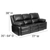 Harmony Series Black LeatherSoft Sofa with Two Built-In Recliners