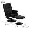 Hall Massaging Heat Controlled Adjustable Recliner and Ottoman with Wrapped Base in Black LeatherSoft