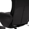 Poppy Massaging Multi-Position Plush Recliner with Side Pocket and Ottoman in Black LeatherSoft