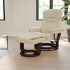 Allie Recliner Chair with Ottoman | Beige LeatherSoft Swivel Recliner Chair with Ottoman Footrest