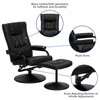 Rachel Contemporary Multi-Position Recliner and Ottoman with Wrapped Base in Black LeatherSoft