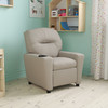 Chandler Contemporary Beige Vinyl Kids Recliner with Cup Holder