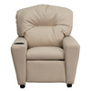 Chandler Contemporary Beige Vinyl Kids Recliner with Cup Holder