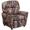 Chandler Contemporary Camouflaged Fabric Kids Recliner with Cup Holder