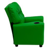 Chandler Contemporary Green Vinyl Kids Recliner with Cup Holder