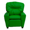 Chandler Contemporary Green Vinyl Kids Recliner with Cup Holder