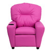 Chandler Contemporary Hot Pink Vinyl Kids Recliner with Cup Holder