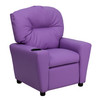 Chandler Contemporary Lavender Vinyl Kids Recliner with Cup Holder