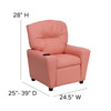 Chandler Contemporary Pink Vinyl Kids Recliner with Cup Holder