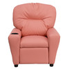 Chandler Contemporary Pink Vinyl Kids Recliner with Cup Holder