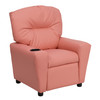 Chandler Contemporary Pink Vinyl Kids Recliner with Cup Holder