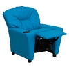 Chandler Contemporary Turquoise Vinyl Kids Recliner with Cup Holder