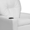 Chandler Contemporary White Vinyl Kids Recliner with Cup Holder