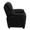 Charlie Deluxe Padded Contemporary Black LeatherSoft Kids Recliner with Storage Arms