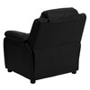 Charlie Deluxe Padded Contemporary Black LeatherSoft Kids Recliner with Storage Arms