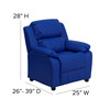 Charlie Deluxe Padded Contemporary Blue Vinyl Kids Recliner with Storage Arms