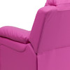 Charlie Deluxe Padded Contemporary Hot Pink Vinyl Kids Recliner with Storage Arms
