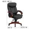 Hansel High Back Black LeatherSoft Executive Ergonomic Office Chair with Synchro-Tilt Mechanism, Mahogany Wood Base and Arms