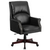 Hansel High Back Pillow Back Black LeatherSoft Executive Swivel Office Chair with Arms