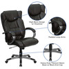 Hansel High Back Espresso Brown LeatherSoft Executive Swivel Office Chair with Titanium Nylon Base and Loop Arms