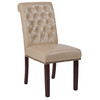 HERCULES Series Beige LeatherSoft Parsons Chair with Rolled Back, Accent Nail Trim and Walnut Finish